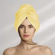 Ręczniki - Spod Igły i Nitki, Turban ręcznik do włosów, WELUR, Żółty - miniaturka - grafika 1