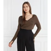 Swetry damskie - Calvin Klein Wełniany sweter EXTRA FINE V-NK | Regular Fit - miniaturka - grafika 1