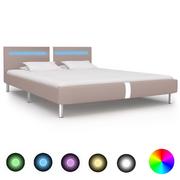 Łóżka - vidaXL Rama łóżka LED, kolor cappuccino, sztuczna skóra, 180 x 200 cm - miniaturka - grafika 1