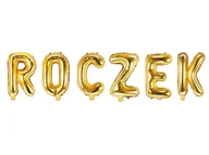 Baby shower i roczek - Zestaw balonów foliowych "Roczek" złoty - 35 cm - miniaturka - grafika 1