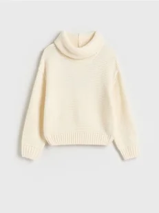 Reserved - Sweter z szerokim golfem - złamana biel - Swetry dla dziewczynek - miniaturka - grafika 1