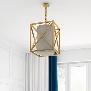 EVO LAMPA wisząca NEW YORK P01403WH AU Evo metalowa OPRAWA nowoczesna ZWIS klatka złota P01403WH AU - Lampy sufitowe - miniaturka - grafika 1