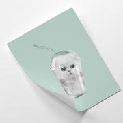 Plakaty - Plakat FEEBY Biały kotek w kubku - Jonas Loose 60x90 - miniaturka - grafika 1