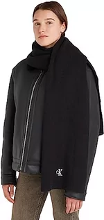 Apaszki i szaliki damskie - Calvin Klein Damski szalik z logo Archive 265 dzianinowy, czarny, jeden rozmiar, Czarny, Rozmiar uniwersalny - grafika 1