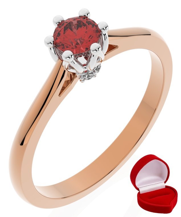 ZŁOTY PIERŚCIONEK ZARĘCZYNOWY 585 14k RUBIN 0,19 ct RÓŻOWE ZŁOTO R14