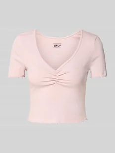 Top krótki o kroju regular fit z mieszanki bawełny i elastanu model ‘BETTY’ - Koszulki i topy damskie - miniaturka - grafika 1