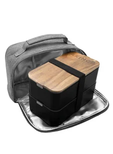 Lunchbox Bento + torba termiczna Akinod 11H58 - black / grey - Lunch boxy - miniaturka - grafika 5