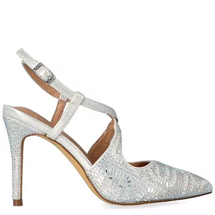 Błyszczące szpilki bez pięty - MENBUR 23446 SREBRE - Czółenka - miniaturka - grafika 3