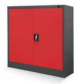 Szafki biurowe - JAN NOWAK model BEATA 900x930x400 metalowa szafka z drzwiami: antracytowo-czerwona - miniaturka - grafika 1