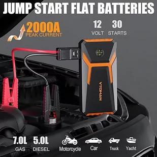 Samochodowe urządzenie rozruchowe VTOMAN V6 PRO 2000A, ze światłem LED, szybkie ładowanie - Urządzenia Rozruchowe - Jump startery - miniaturka - grafika 3