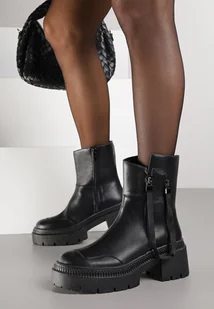 Czarne Botki Vices z Ozdobną Tasiemką Rivavie - Botki damskie - miniaturka - grafika 1