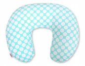 Poduszki do karmienia - Poduszka rogal do karmienia fasolka rozbieralna - kółeczka białe na turkusi - miniaturka - grafika 1