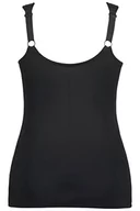 Koszulki i topy damskie - Ulla Popken Damski top modelujący sylwetkę, t-shirt żakardowy, czarny, 90, czarny - miniaturka - grafika 1