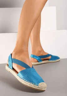Niebieskie Płaskie Espadryle z Imitacji Skóry Wialla - Espadryle damskie - miniaturka - grafika 1