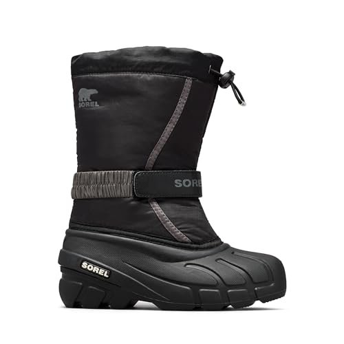 Sorel Śniegowce dziecięce unisex Flurry, Czarny/szary (City Grey), 3 US Big Kid
