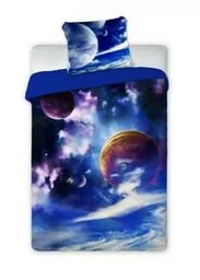 Faro Pościel bawełniana 160x200 Kosmos 003 niebieska poszewka 70x80 - Pościel dla dzieci - miniaturka - grafika 1