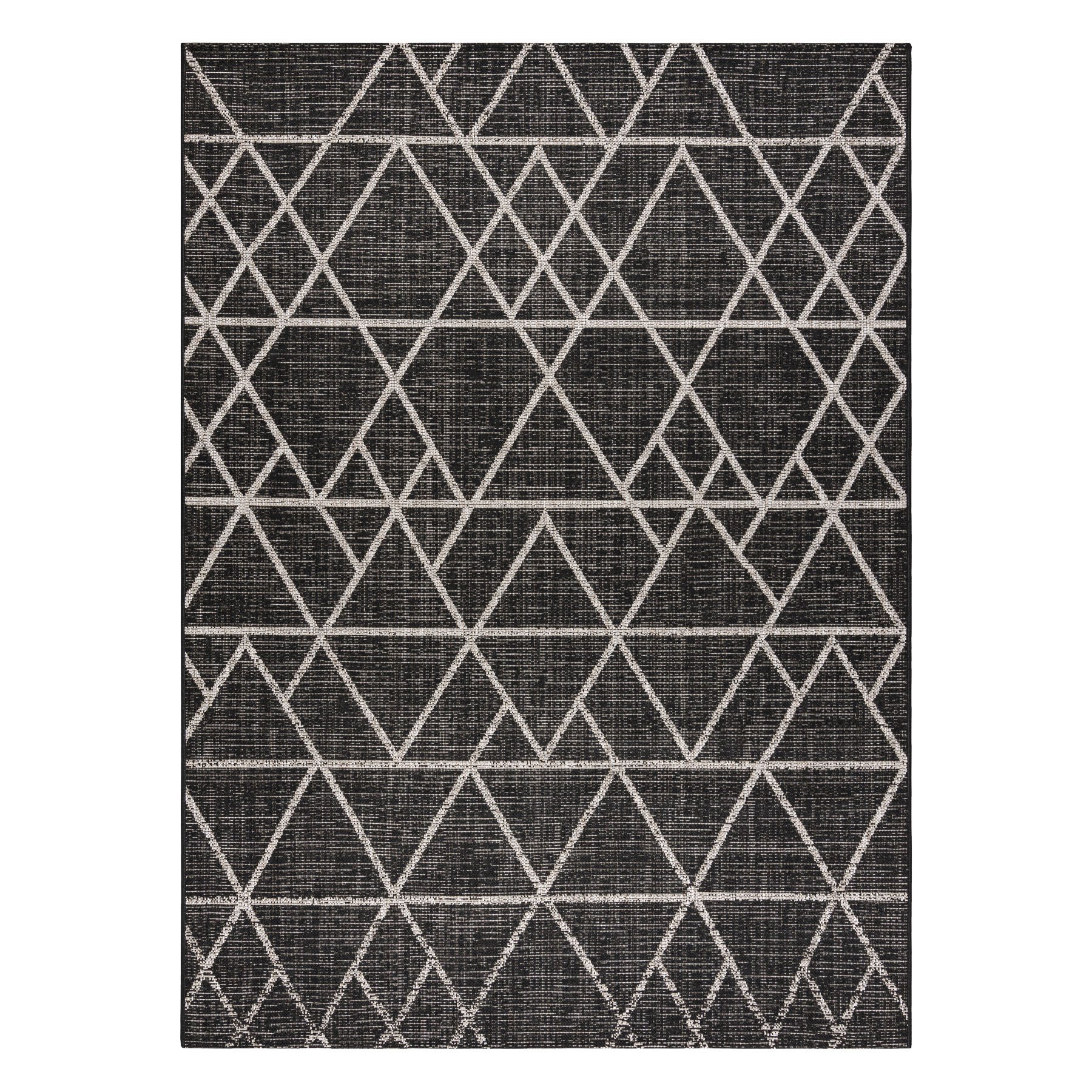 DYWAN SZNURKOWY SIZAL FLOORLUX 20508 black / silver TRÓJKĄTY czarny 140x200 cm