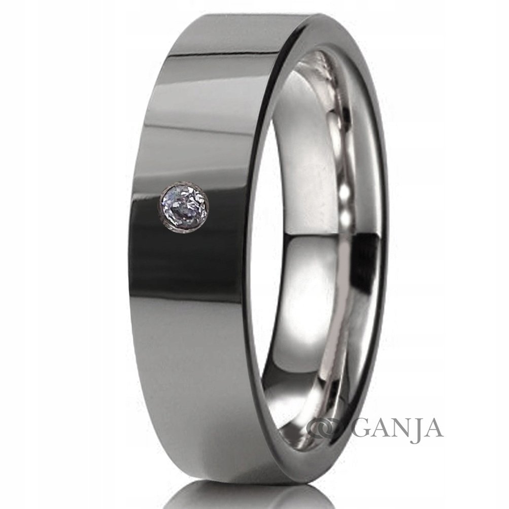 Tytanowy pierścionek z cyrkonią szer.5mm wzór BT32
