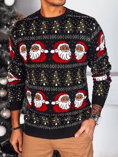 Swetry męskie - Sweter męski świąteczny czarny Dstreet WX2167 - grafika 1