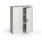 Szafy biurowe - KOVONA Szafa metalowa, 1150 x 950 x 400 mm, 2 półki, szara/szara C39330.2.09.24B2B - miniaturka - grafika 1