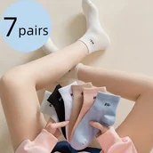 Inne - TEMU 7 Par Miękkich i Wygodnych Skarpetek Damskich z Japońsko-Koreańską Wersją, Wszechstronne z Nadrukiem Liter, Antyzapachowe i Pochłaniające Pot, - miniaturka - grafika 1