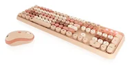 Zestawy myszka + klawiatura - KeySonic KSKM-8200M-RF klawiatura Dołączona myszka Biuro RF Wireless QWERTZ Niemiecki Beżowy, Brązowy, Różowy - miniaturka - grafika 1