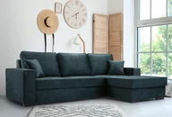 Sofy i kanapy - Sofa rozkładana z miejscem do przechowywania i funkcją spania - Sofa z automatycznym mechanizmem jezdnym, tkanina welurowa, narożnik tapicerowany, tkanina palladium, wytrzymała i wygodna 223 x 160 cm niebieska - miniaturka - grafika 1