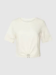 Koszulki i topy damskie - T-shirt krótki z wyhaftowanym logo model ‘PIERCING’ - grafika 1