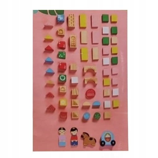 ZESTAW KLOCKÓW ELEFUN KLOCKI DREWNIANE ZAMEK DLA DZIECI 60 ELEMENTÓW