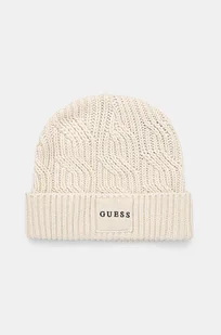 Guess czapka z domieszką wełny CABLE BEANIE kolor beżowy z grubej dzianiny M4BZ10.Z3HD1 - Czapki męskie - miniaturka - grafika 1