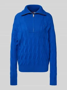 Sweter z dzianiny o kroju relaxed fit z czystej wełny ze ściegiem warkoczowym - Swetry damskie - miniaturka - grafika 1