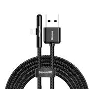 Kable komputerowe i do monitorów - Baseus Kabel USB  Kątowy Nylonowy Przewód Usb Lightning Dla Graczy 1.5a 2m Czarny cal7c-b05 45264 - miniaturka - grafika 1