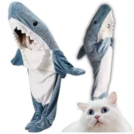 Stroje karnawałowe - Przebranie Shark Piżama Rekin Rozmiary Rekinek Koc Niebieski Biały Śpiwór - miniaturka - grafika 1