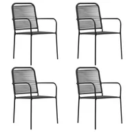 Fotele i krzesła ogrodowe - vidaXL Krzesła ogrodowe, 4 szt., sznurek bawełniany i stal, czarne 312156 - miniaturka - grafika 1