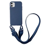 Etui i futerały do telefonów - D-Pro Crossbody Silicone Case XL Strap etui z paskiem do iPhone 14 Pro (Cobalt Blue) - miniaturka - grafika 1