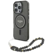 Etui i futerały do telefonów - Etui GUESS IML Glitter With Pearl Strap MagSafe do Apple iPhone 16 Pro Czarny | Bezpłatny transport - miniaturka - grafika 1