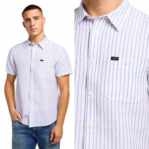 Lee SS LEESURE SHIRT Bright LNIANA KOSZULA W PASKI KRÓTKI RĘKAW REGULAR XL - Koszule męskie - miniaturka - grafika 1