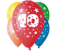 Kinder party - GoDan Balon 12" z nadrukiem "10" pastel mix 5 sztuk - miniaturka - grafika 1