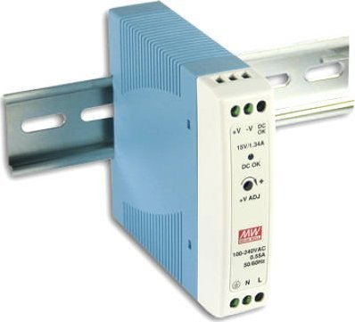 Zasilacz serwerowy MPL Power MDR-20-5: zasilacz 20W, 5V/3A, TS35, wąski, II klasa izolacji