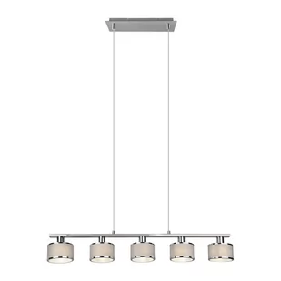Beżowa/srebrna lampa wisząca z tekstylnym kloszem Kaprun – Trio - Lampy sufitowe - miniaturka - grafika 1