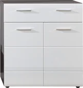 Szafki na buty - LineGD szafka na buty 2 drzwi, 1 szuflada dymne srebro, biały wysoki połysk. - miniaturka - grafika 1