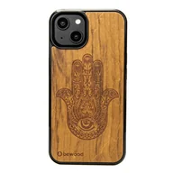 Etui i futerały do telefonów - Drewniane Etui Bewood iPhone 14 HAMSA IMBUIA - miniaturka - grafika 1