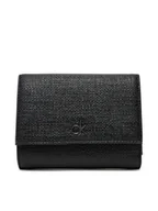 Portfele - Calvin Klein Mały Portfel Damski Ck Daily Medium Trifold_Tex K60K612945 Czarny - miniaturka - grafika 1