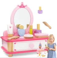 Klocki - Toaletka z Lusterkiem Zabawka drewniana zabawka dla dziewczynki 3 4 5 latki Viga zabawki montessori - miniaturka - grafika 1