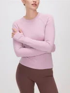 Koszulki i topy damskie - Reserved - Sportowy longsleeve z modalem - brudny róż - miniaturka - grafika 1