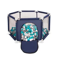 Maty edukacyjne - Selonis Sześciokąt składany KS-100X z piłeczkami 6cm niebieski: szary-biały-turkus 63x64/900piłek - miniaturka - grafika 1