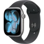Smartwatch - Apple Watch 11 GPS 42mm z aluminium gwiezdna szarość pasek sportowy M/L Czarny - miniaturka - grafika 1