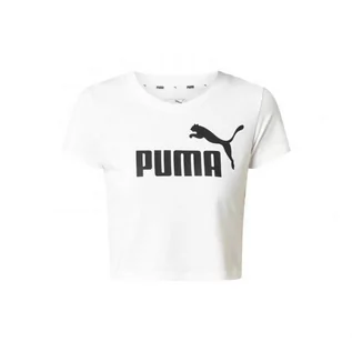 Bluzki damskie - Krótka bluzka o kroju slim fit z nadrukiem z logo - Puma - grafika 1