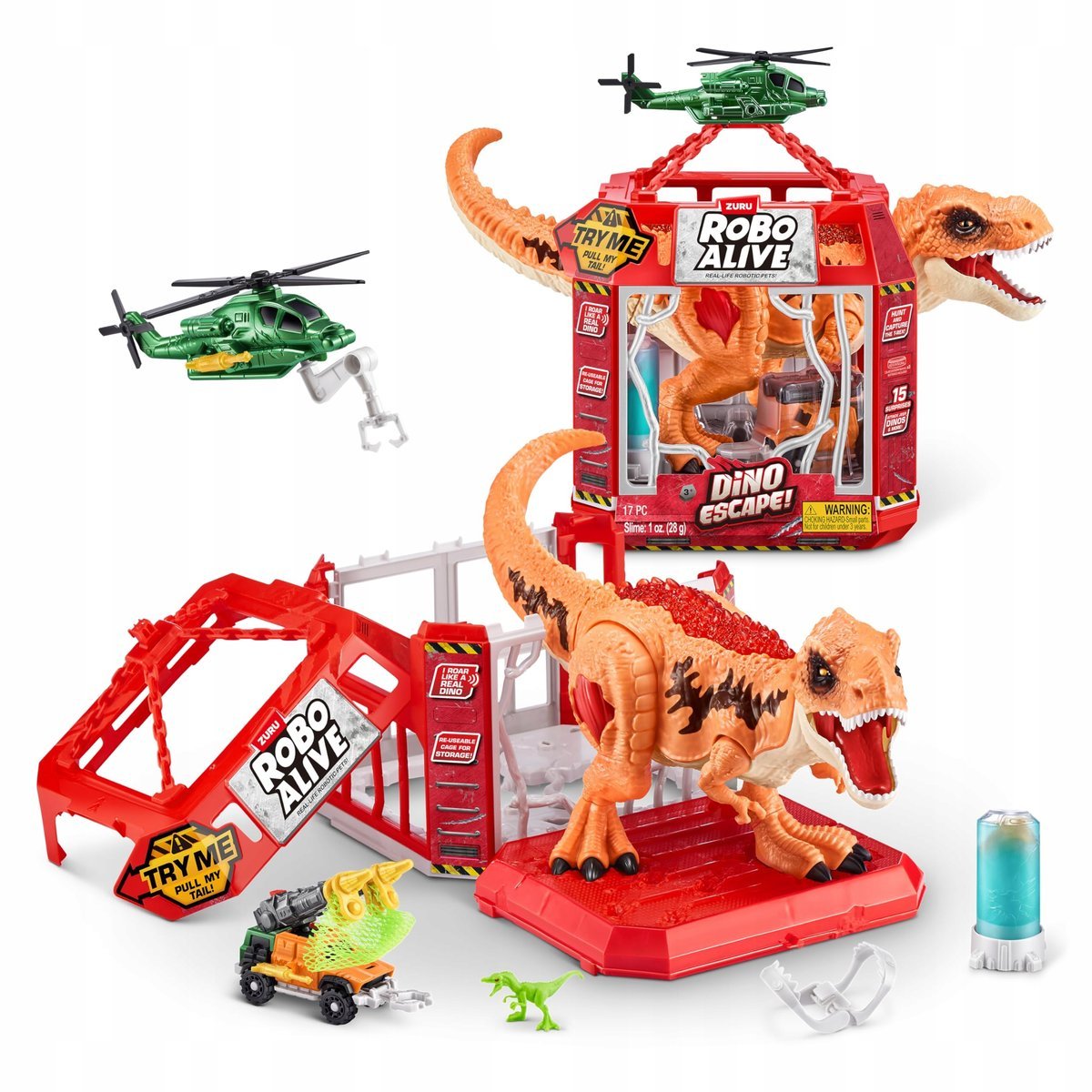 Robo Alive Dino Escape T-rex Dinozaur w klatce na baterie Zuru