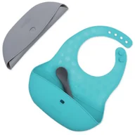 Śliniaki i fartuszki - BBLÜV Pöket śliniak z łyżeczką Grey/Aqua 2 szt. - miniaturka - grafika 1